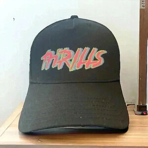 WESC NEW W Tags Men's One Size THRILLS Snap Back Black Twill Baseball Cap Hat